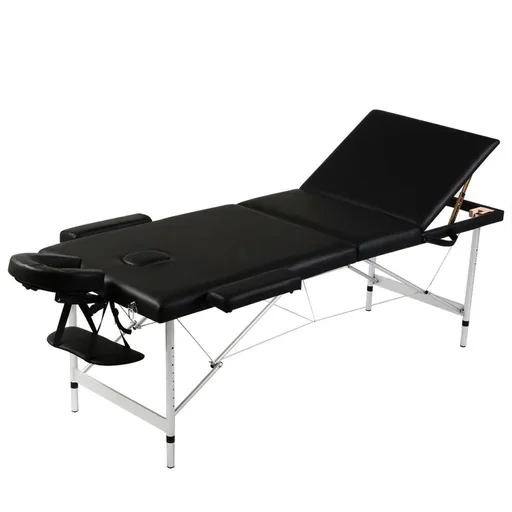 "Foldable 3-zone massage table with aluminum frame (black) image"