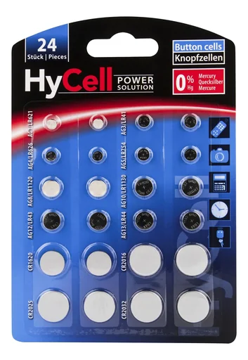 "Alkaline and lithium button cell assortment - 24 pieces image"