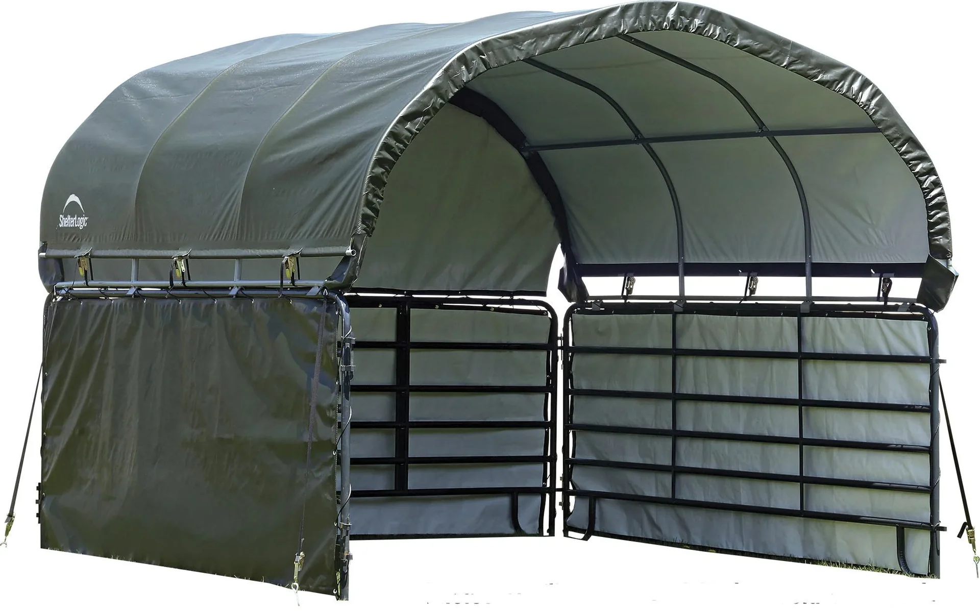 "Pasture Tent Side Panel 3.7 × 1.5 m Green – 3 Side Panels & Back Wall without Steel Frame image"