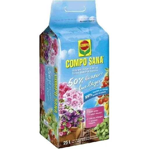 "Sana potting soil - 25L - for balcony and terrace - 50% lighter image"