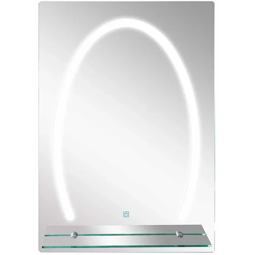 "kleankin® LED bathroom mirror with glass shelf 30W 70x50cm image"
