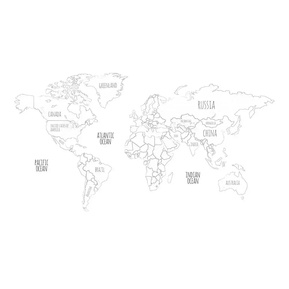 Lilipinso Wall Sticker XL world map gray white