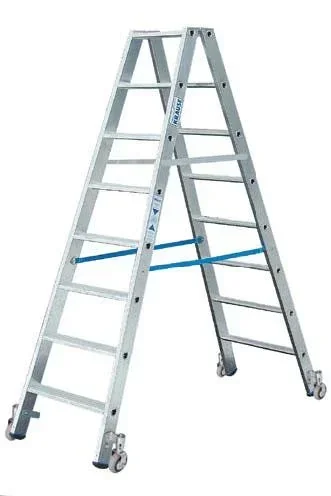 "Steps double ladder 2 x 5 steps ladder aluminum mobile image"