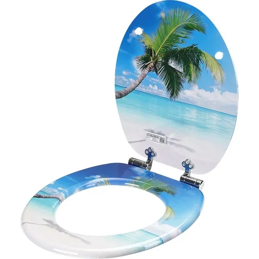 "MDF toilet seat with soft close Beach image"