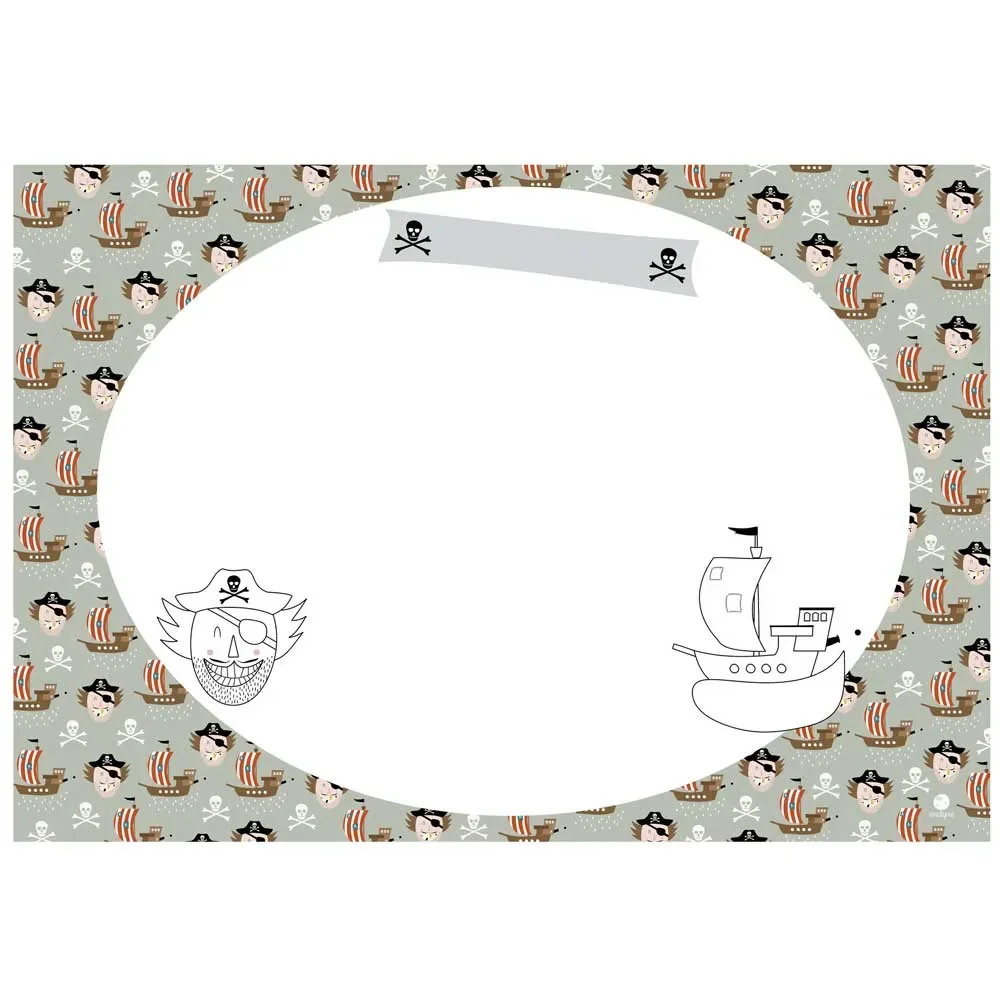 "Ava & Yves table set / writing pad pirate image"