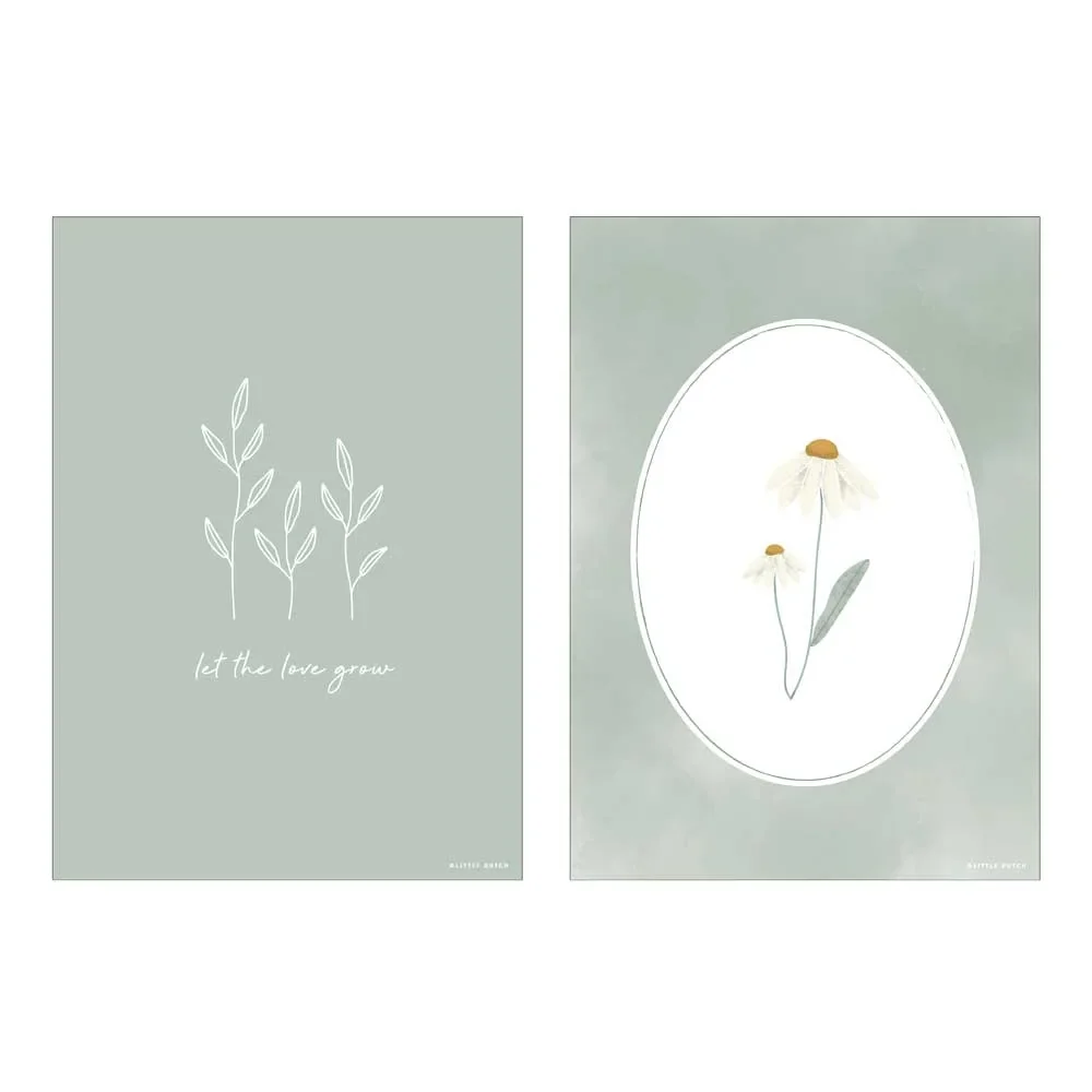 "Little Dutch Poster Kamille Oliv "Wild Flowers" on two sides image"