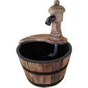 Garden fountain, decorative fountain, barrel fountain, waterfall, wooden barrel, fir wood + metal, natural wood ?27 x 37 cm