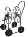 Hose trolley made of stainless steel, with 4 wheels