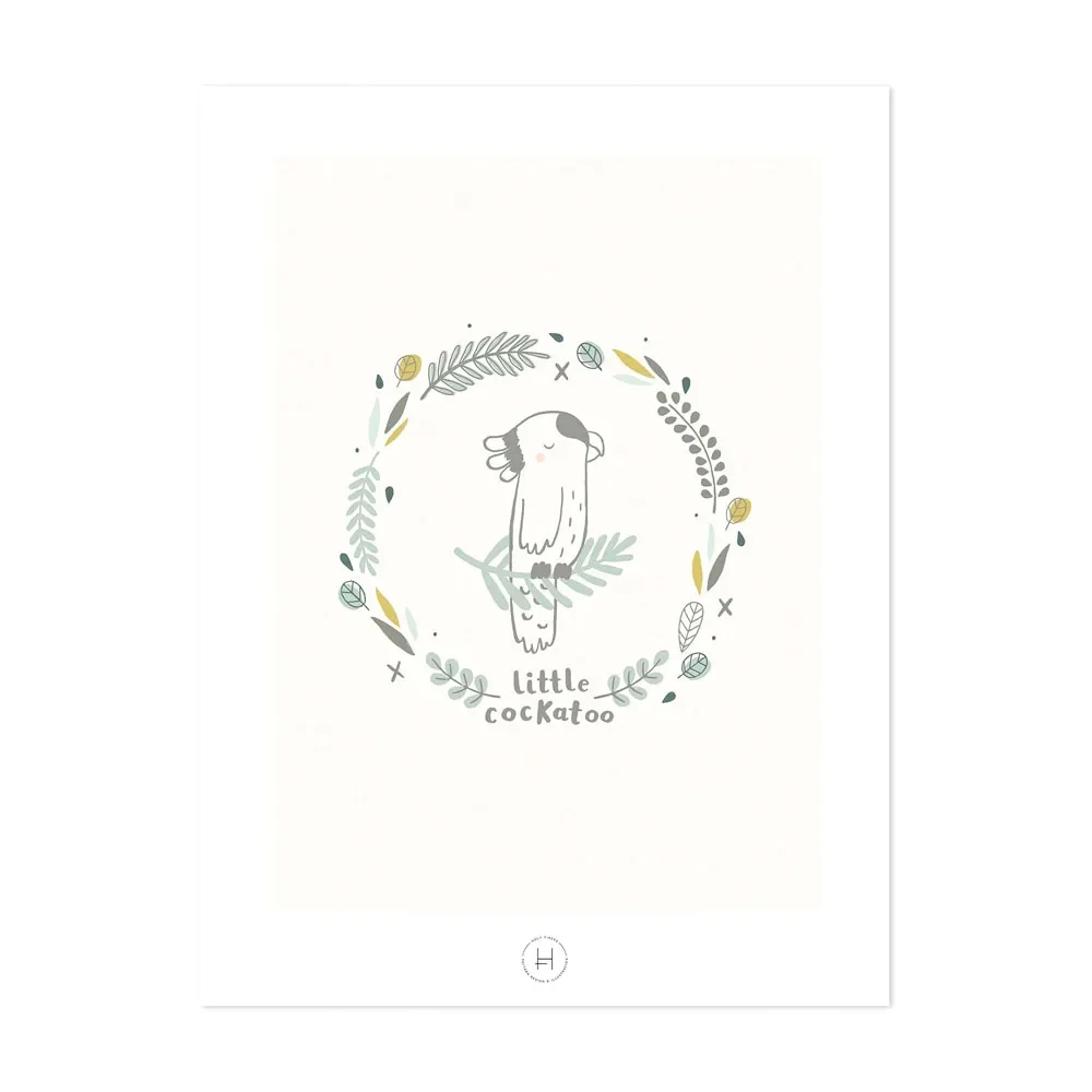 "Lilipinso poster small Kakadu cream green gray image"