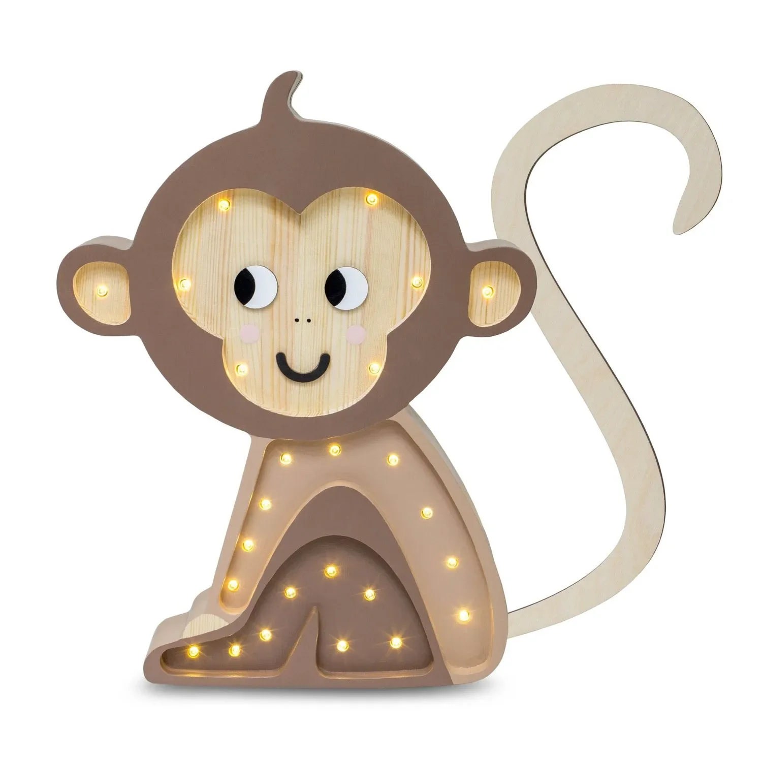 "Little Lights Children's Nightlight, Monkey – 100% Natural Pine Wood image"