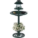Birdbath with Planter - Automatic Feeder - Solar LED Lighting - 50 x 140 - Antique Green