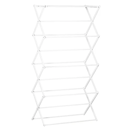 "Foldable clothes dryer 8-tier drying rack metal plastic white 74 x 35 x 144 cm image"