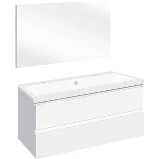 "Concept bathroom furniture with mirror 100cm - White/White image"