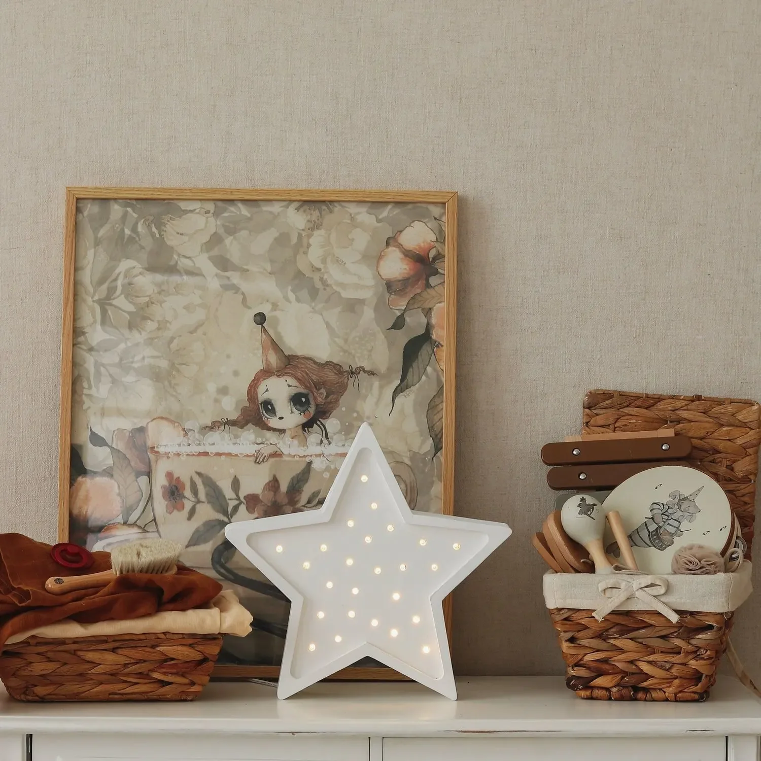 "Little Lights Children's Night Light, Star Lamp – 100% Natural Pine Wood image"