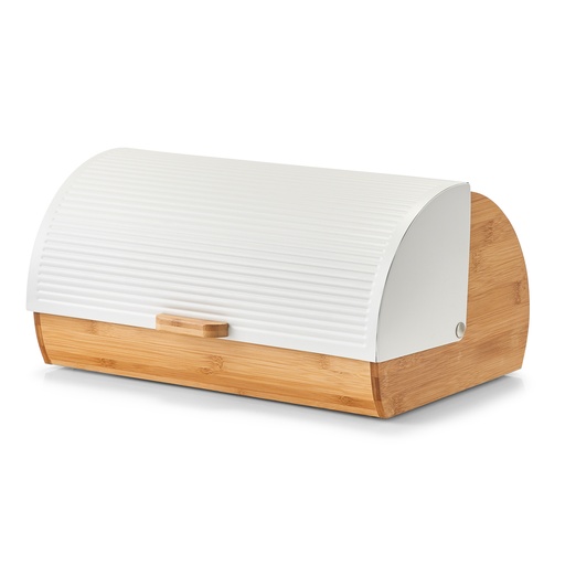 "Bread bin, bamboo/metal, white image"