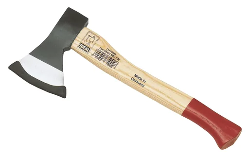 "Hand axe 800 g, head black lacquered, edge ground and polished, cutting protection, ash cow foot handle image"