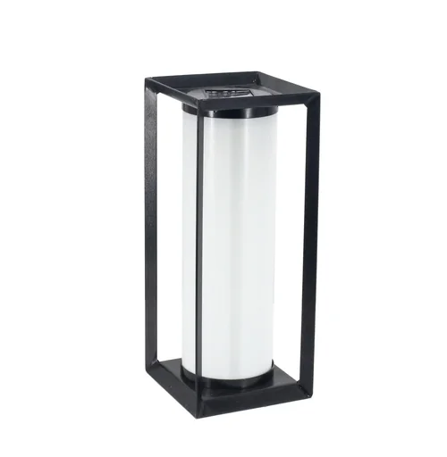 "LED solar lantern in elegant black image"
