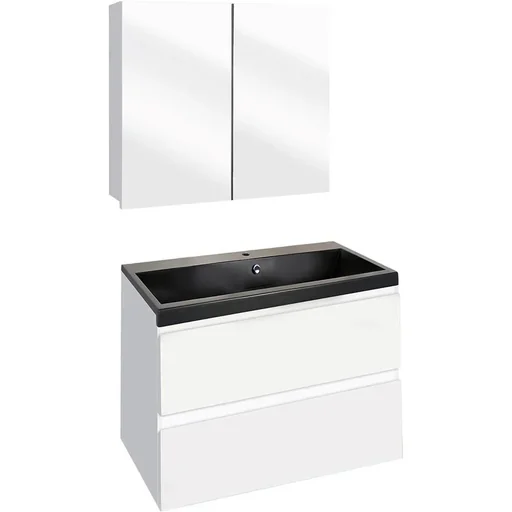 "Concept bathroom furniture with mirror cabinet 60cm - white/black image"