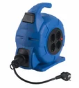 Mobile spring-loaded cable reel 20m, automatic retraction, 4-way socket insert