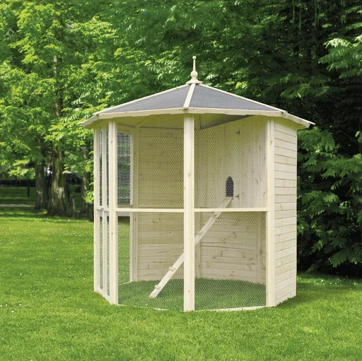 "octagonal aviary with bird cage image"