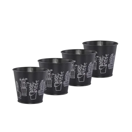"Metal planter in black, set of 4 image"