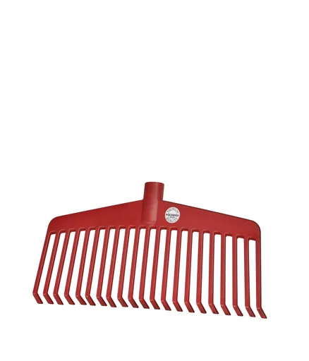 "Professional nylon leaf rake, high-quality plastic, red, 21 tines, socket, width 380 mm, without handle image"