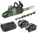 Cordless chainsaw "GMAK 36/40" set — 2×18 V/4.0 Ah + dual fast charger