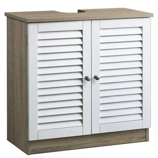 "Vanity unit with recess 60 x 30 x 60cm white-brown image"