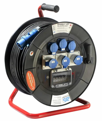 "Professional drum Mammut 460 Version 5, 80m, 3 sockets 230V, 3-CEE sockets, with carrying and base frame image"