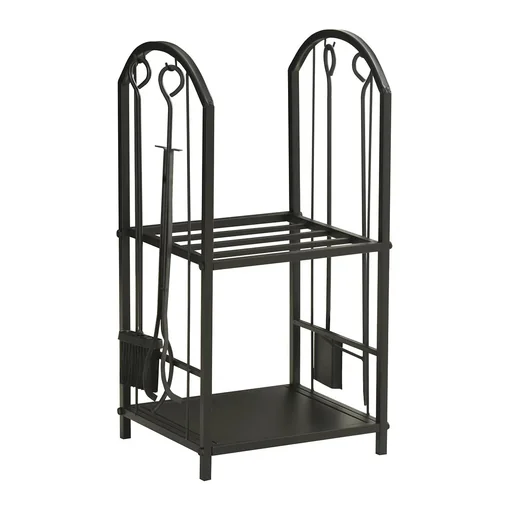 "Firewood rack Firewood stand Firewood rack with 4 additional firewood tools Fireplace tools 2-level design Fire image"