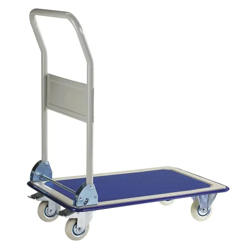 "Push handle trolley with steel platform loading area 740 x 480 mm image"