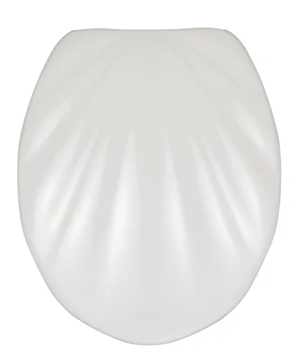 "Premium toilet seat "Shell" with soft-close mechanism, white image"