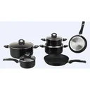 Complete 10-piece cookware set - with glass lids - Black