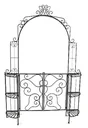 Rose arch "Laki" with gate and corner shelves