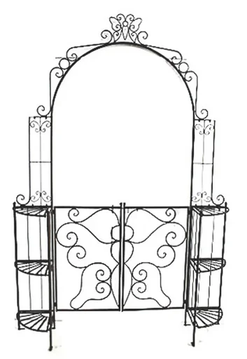 "Rose arch "Laki" with gate and corner shelves image"