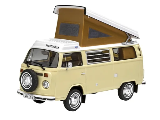 "VW T2 Camper model kit in 1:24 scale including glue, brush and main colors - 96 parts image"