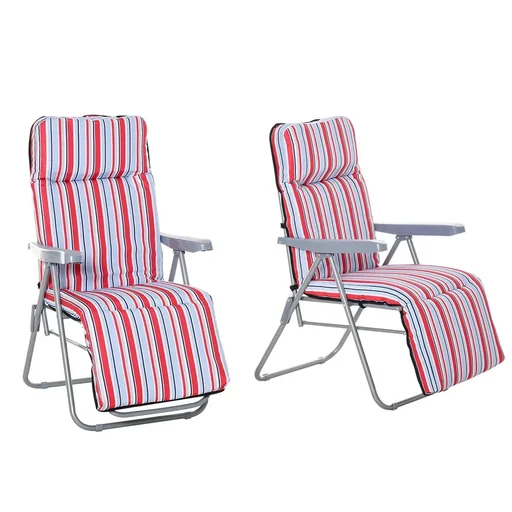 "Set of 2 deck chairs with cushions, foldable sun lounger with 5 levels of adjustable backrest, garden lounger, garden furniture set. image"