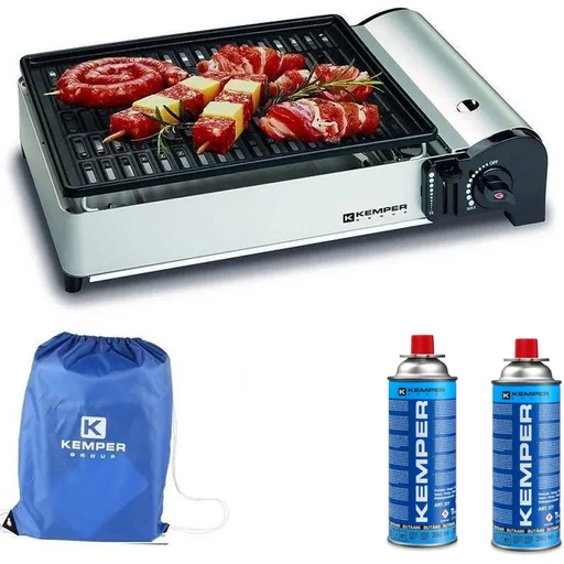 "Portable smart gas grill table grill camping stove - incl. 2 gas bottles image"