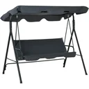 Hollywood swing garden swing swing bench 3-seater with roof steel grey+black 172 x 110 x 153 cm