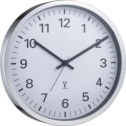 "Radio-controlled wall clock WT 8950 with chrome frame image"