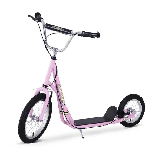 "Children's scooter, kick scooter, city scooter, children's scooter, kickboard, from five years, 16/12 inch, pink, 135 x 58 x 92-100 cm image"