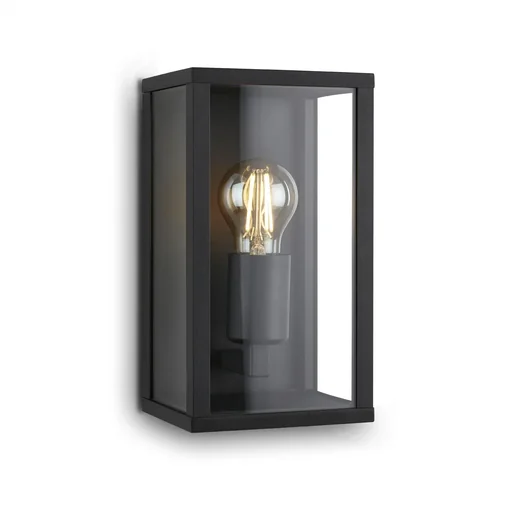 "Outdoor light, 1-flame, IP44, metal-glass, black, E27 socket image"