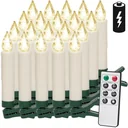 LED Christmas tree candles 20 pieces Christmas tree lighting - warm white - including remote control with timer and 20 batteries