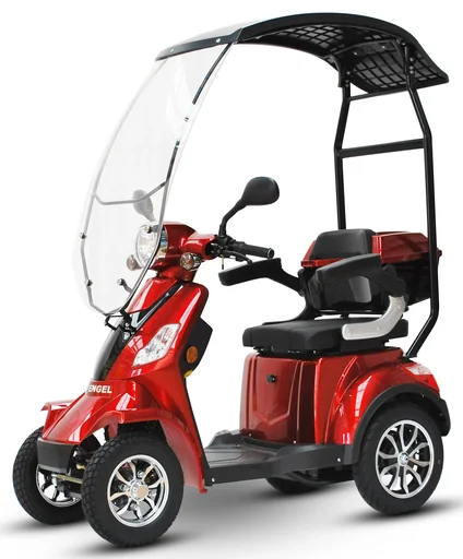 "E-Scooter red - 4 wheels - 25 km/h - with roof - mobility scooter for seniors image"