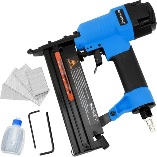 "2-in-1 pneumatic nailer and stapler with case + nails + hexagon + oil image"