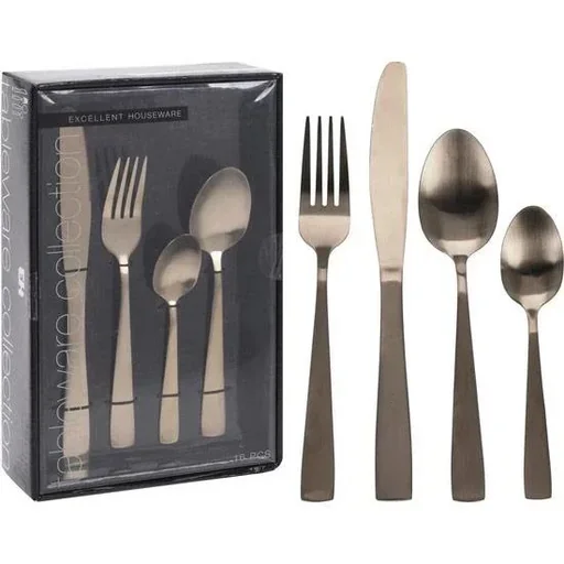 "Cutlery set - 16 pieces - matte gold image"