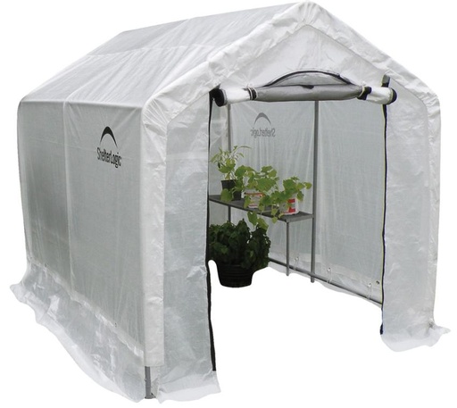 "Greenhouse 4.32 m² White, 180×240 cm – Foil Greenhouse with Roll-Up Door & Ventilation, Weatherproof image"