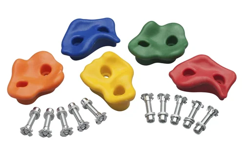 "Climbing holds colorful 5 pieces in size M for attachment with 2 holes image"