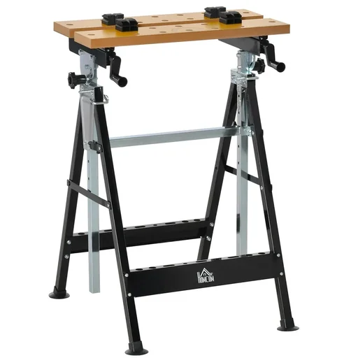 "Workbench with angle adjustment table work table worktop height-adjustable table iron MDF beige + black image"