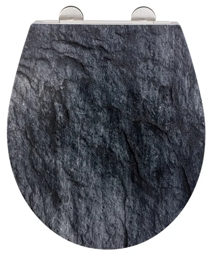 "Premium toilet seat Slate Rock with relief, made of antibacterial Duroplast, with soft-close mechanism image"
